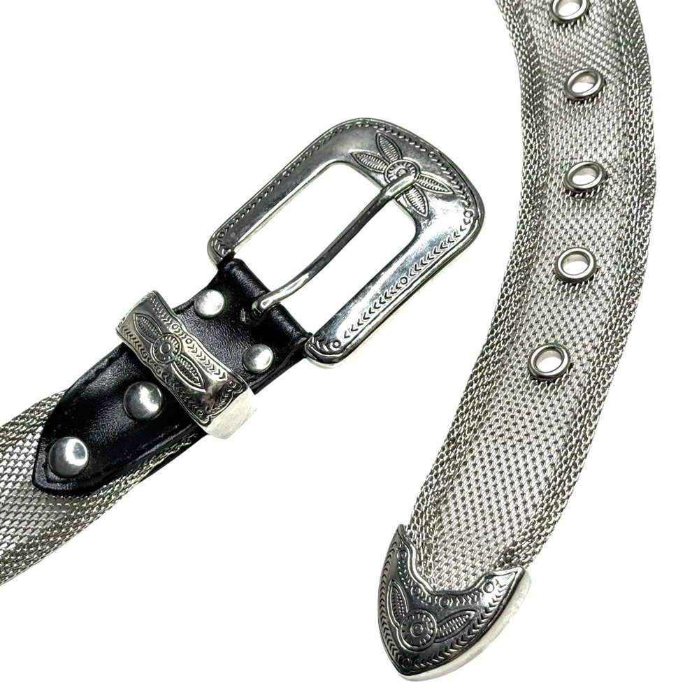 Vintage Metal Belt Beaded Adjustable Silver Rare Western Cowgirl Rodeo Turquoise - Picture 3 of 10
